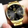 Masowe męskie złoto zegarki ze stali nierdzewnej Luksusowe minimalistyczne kwarcowe zegarek na nadgarstek Men Business Casual Watch Relogio Masculino 220623