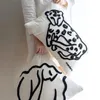 Cushion/Decorative Pillow Maiden And Lovely Leopard Original Embroidered Pillowcase Canvas Black White Line Abstract CushionCushion/Decorati