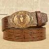 Bälten Mens Leisure Belt Europe Personlig parti alligator mönster midje rem brittiska jeans tillbehör get automatisk spänne cinto