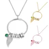 Pendant Necklaces Women Name Engraved Rhinestone Beads Leaf Chain Necklace Jewelry GiftPendant