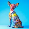 Creative Color Chihuahua Dog Statue Simple Living Room Ornaments Home Office Resin sculpture Crafts Store Decors Decorations 220510