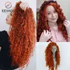Ginger Synthetic Lace Front Wig résistant à la chaleur Long Rose Rose Red Deep Deep Skinky Curly Drag Queen Cosplay Wigs for Women Eewigs2205111502315