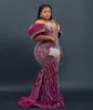 2022 Plus Size Arabic Aso Ebi Burgogne Mermaid Sexy Prom Dresses Sweetheart Pärled Evening Formal Party Second Reception Birthday Engagement Gowns Dress ZJ454