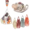 Sacs d'épicerie réutilisables portables pour sac de légume de fruits coton maille cordes organisateur sacs à main poignée courte sacs à provisions