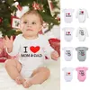 Summer born Infant Baby Clothes I Love Mom Dad Cute Toddler Jumpsuits Garçons Filles LongShort Sleeve Cotton Bodysuits Outfits 220707