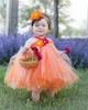 Mädchenkleider Baby Mädchen Orange Blume Spitze Tutu Kleid Kinder Tüll Ballkleid mit Haarschleife Kinder Geburtstag Halloween Party Kostüm DressGir