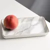 Jewelry Pouches Bags Ceramic Storage Tray Nordic Style Rectangular Marble Pattern Practical Decoration Display Gold & GrayJewelry