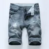 Męskie szorty dżinsy w trudnej sytuacji, podarty motocyklista Slim Fit Dżins motocyklowy dla mężczyzn moda Mans Blue Chude Short Pants Rozmiar 28-42 JS59 W220426