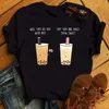 Cute T Shirts Women Streetwear Panda Graphic Tees Fashion Milk Tea Printed Tops Funny Vintage Casual Female