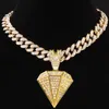 Подвесные ожерелья Hip Hop Paveed Withonestones Ожерелье формы алмаза для женщин мужчины заморозили хрустальные кубинские ювелирные украшения