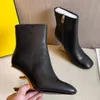 Ankle Boots Shoes 35-42 Boot Designer Womens Fashion F Special Shaped Heel Cowskin Square Toes