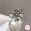 Geoki Perfect Cut Diamanttest bestanden 5 ct D Farbe VVS1 Moissanit Ring 925 Sterling Silber Verlobungsringe Luxusschmuck