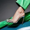 المدببة الكريستالية أصابع القدم الصنادل النساء الشفافة الإناث مضخات رقيقة عالية الكعب سليبون الصلبة مثير السيدات الأحذية الصيفية الموضة 220716 855