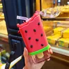 Summer Cute Donut Ice Cream Water Bottle With Straw Creative Square Watermelon Cup Portable Leakproof Tritan A Free AA