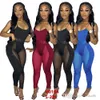 Tracksuits For Women Sexy Mesh 2 Piece Sets Crop Tops Sheer Yoga Pants See Through Leggings Sweatsuits Designer Clothing
