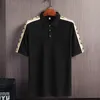 韓国スタイルのソリッドブランドファッションブラックホワイトポロシャツ