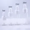 50 pcs/lot 5 ml 10 ml 15 ml 20 ml flacon compte-gouttes en verre transparent bocaux flacons avec Pipette pour bouteilles d'huile essentielle de parfum cosmétique