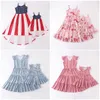 Girlymax Independence Day July 4th Summer Baby Girls Mommy me Boutique Children Clothes Stripe Floral Milk Silk Dress Kidswear 220531