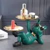 2 Metalltabletts, Bulldoggen-Tierfiguren, Hundestatue aus Kunstharz, Skulptur, Wohnzimmer, Schlafzimmer, Dekoration, Wohnaccessoires für die Inneneinrichtung 220811