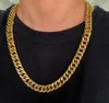 18k Gold Plated Hip hop men's big gold chain domineering exaggerated Miami Cuba Necklace 15mm60cm
