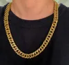 Grande chaîne en or plaquée or 18 carats pour hommes Hip hop, collier dominateur exagéré Miami Cuba 15 mm 60 cm