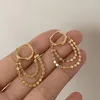 Hoop & Huggie Double Layers Beaded Gold Earrings Tassel Circle Geometric For Women Minimalist Small 2022