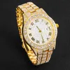 Relojes de pulsera Out Out Pulsera + Relojes para hombres Reloj completo Reloj de pulsera de cuarzo Hip Hop Gold Diamond Mens Set Reloj Gota