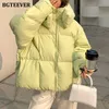 Bgteever Chic algodão com capuz Women Women Parkas Winter Aquecimento solto e sólido engross fêmeas fêmeas femininas zíperes fora de moda 220812