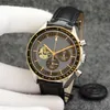 Eyes on the stars Watch Chronograph sports Battery Power limited Two Tone Gold Green Dial Quartz Professional Dive Wristwatch Stainless Steel Strap Men Watches 1970