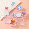 Pequeña Mini caja de almacenamiento de dibujos animados transparente joyería pendientes anillo broches Pin embalaje cajas de joyería para mujeres organizador al por mayor