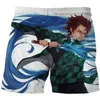 Demon Slayer Anime 3D Drukuj Mężczyźni Płyny Kwiaty Swimweear Spodenki Beachwear Mężczyźni Plaża Spodenki Swimsuit Surf Fours Szybkie Dry Figi Y220420