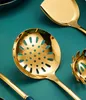 Ouro verde escuro cozinhar potenciômetros conjunto de cookware de aço inoxidável set non stick spatula shovel colher utensílios de cozinha acessórios