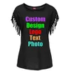 Custom multicolor and multi size women s European American large size round neck short sleeve tassels knot T shirt top 220621