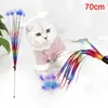 Cat Toys Portable Pet Kitten Feather Bell Tassel Teaser Spela Stick Wand Rod Interactive Toycat