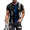 Fashion Mens Oversized TShirt Summer ShortSleeved 3D Flag Printed Sports Fitness Shirt Loose And Breathable Streetwear 220607