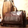 Duffel Bags POOLOOS Smooth Leather Travel Bag Men Women Unisex Vintage Travelling Hand Luggage Brown Cowhide Totes High Capacity