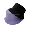 Berretti Cappelli Berretti Cappelli Sciarpe Guanti Accessori di moda Cappello a secchiello solido nero Usura a due lati Unisex Semplice Bob Hip Hop Gorros Uomo Donna