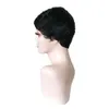 Шикарные короткие пикси нарезанные слоистые бразильские волосы Bob Wig African American Virgin Blueless Wigs Нет кружевного парика для чернокожих женщин