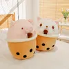 30 cm Kawaii Bubble Tee Schwein Plüsch Spielzeug gefülltes Tierkatze Hunde Kissen Tasse Milch Tee Boba Plushie Puppengeburtstag Geschenke