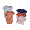 Baby Kids Summer Cotton Rompers 2022 Nieuwe kraag korte mouw zuigelingen Onepiece kleding 0-2t jongens en meisjes jumpsuits G220510