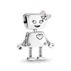 Nuevo s925 Grano de plata esterlina Encantos Con cuentas Lindo Animal Robot DIY Moda Chica Accesorios Joyería Regalo Original Fit Pandora Pulsera Señoras Clásico Colgante