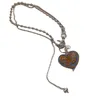 Pendentif Colliers Vintage Glaçure Colorée Grand Coeur D'amour Pour Les Femmes En Alliage De Zinc Clavicule Chaîne Collier Punk Métal Perle Y2K CollierPendentif