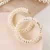 Hoop Huggie 2022 Vintage surdimensionné perle boucles d'oreilles pour femmes filles japon coréen grand cercle mode fête bijoux cadeau cerceau