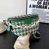 HBP Crossbody Bag Elegant Houndstooth Canvas and Pu Waist s for Women Chain Fanny Packs Female Stylish Pack Wide Band Belt 220727
