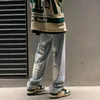メンズジーンズエモ男性原宿レター刺繍ストリートオルトヒップホップワイドレッグだぶだぶのデニムパンツグランジローウエストズボン Y2k 服メンズ