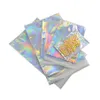Laser Color Aluminum Foil Self Adhesive Retail Bag Candy Mylar Packing Pouch for Grocery Crafts Packaging Express266a