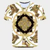 T-shirt da uomo T-shirt stampata in 3D a tema oro con design creativo in mesh traspirante casual da uomo