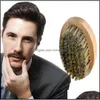 Hair Brushes Care Styling Tools Products Mens Fashion Boar Beard Mustache Brush Round Wood Handle Bristle Comb Drop Delivery 2021 2280756