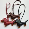 Cute Cartoon Dog Leather Keychain For Women Handbag Charm Pendant Bag Accessories Dachshund Key Holder Chains Keyring Wholesale