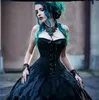 Gotische zwarte trouwjurken Vintage Victoriaanse bruidsbaljurken Sweetheart Punk Corset Bruid Kleed gelaagde rucheuse rok vloer lengte Vestido 2022